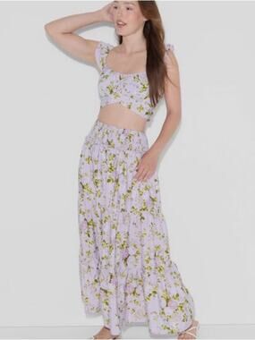 Wild Fable Floral Tiered Maxi Skirt Smocked Waist Boho Size Medium NWT
